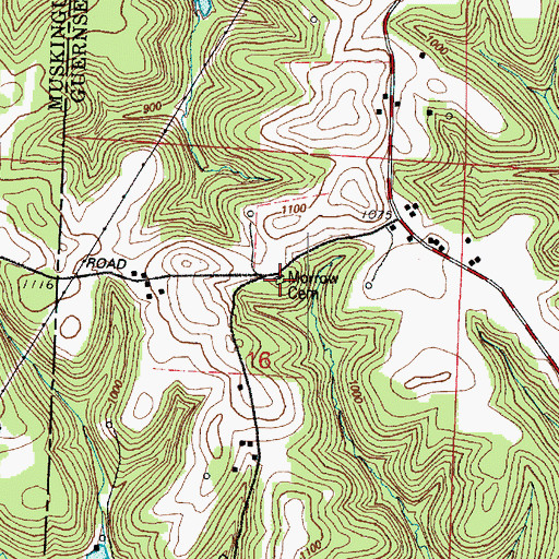 Topographic Map of Morrow Cemetery, OH