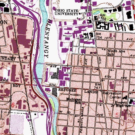 Topographic Map of Battelle Memorial Institute, OH