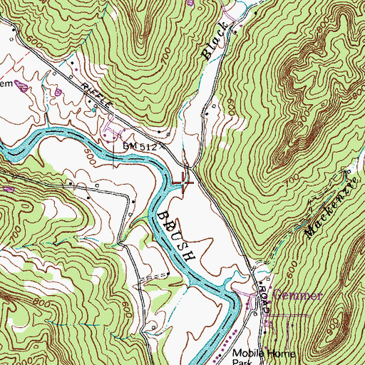 Topographic Map of Blacks Run, OH