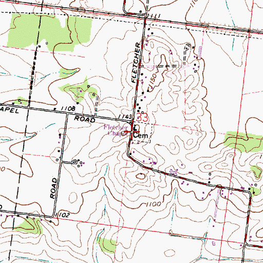 Topographic Map of Fletcher Chapel, OH