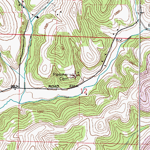 Topographic Map of Fletcher Church (historical), OH