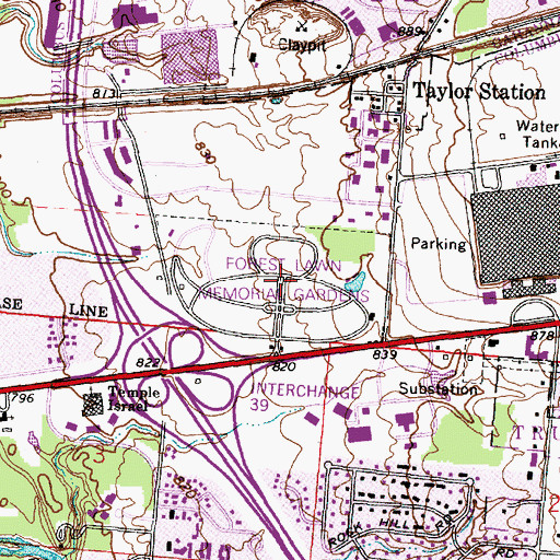 Topographic Map of Forest Lawn Memorial Gardens, OH