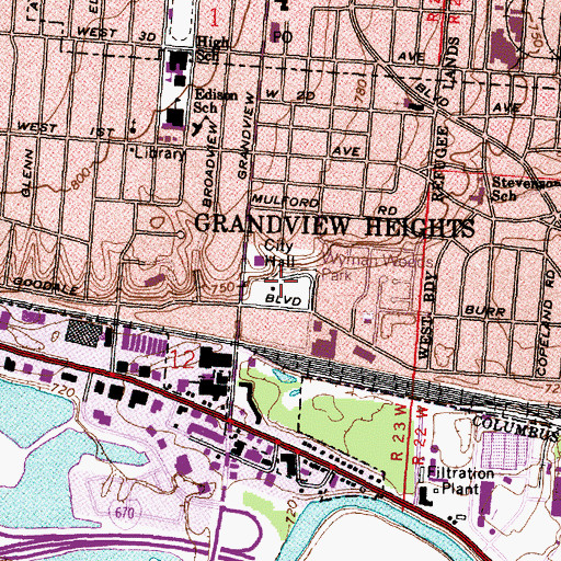 Topographic Map of Wyman Woods Park, OH