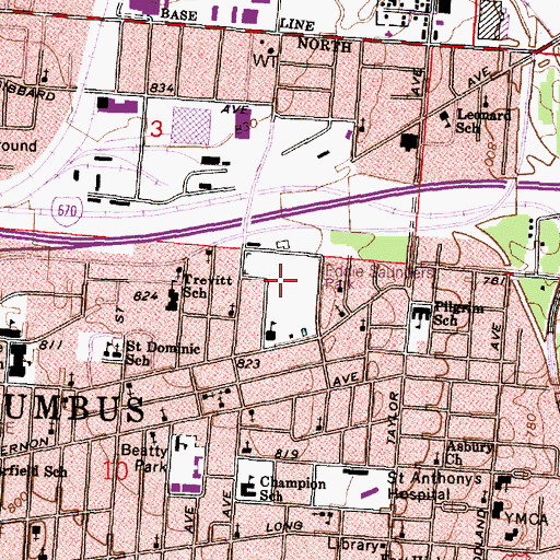 Topographic Map of Eddie Saunders Park, OH