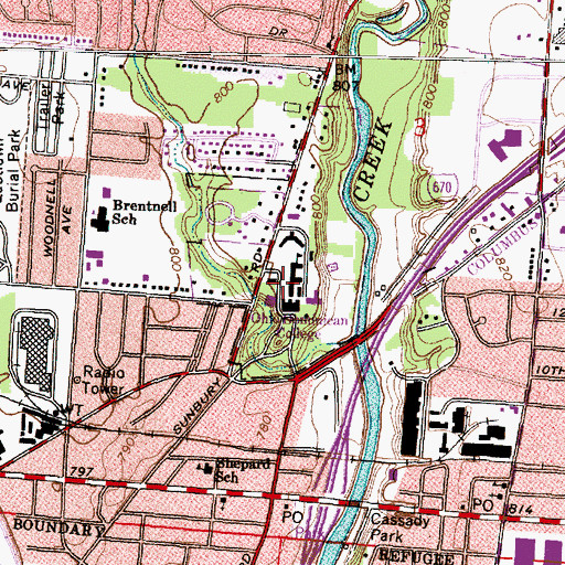 Topographic Map of Ohio Dominican College, OH