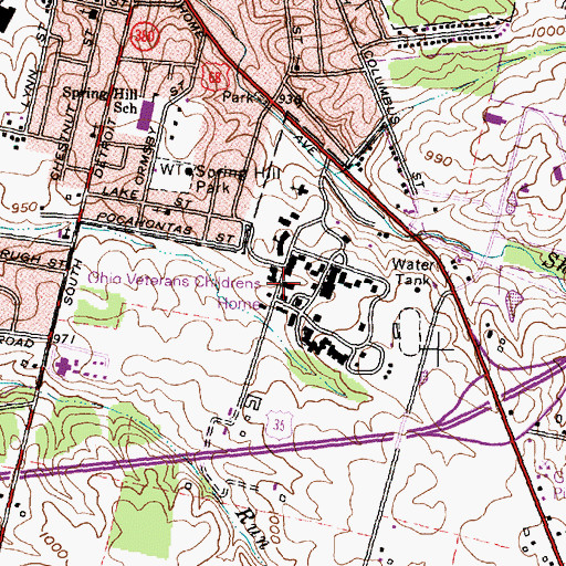 Topographic Map of Ohio Veterans Childrens Home, OH