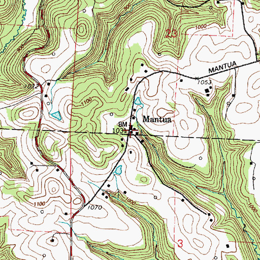 Topographic Map of Mantua, OH