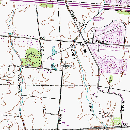 Topographic Map of Thomapple Country Club, OH