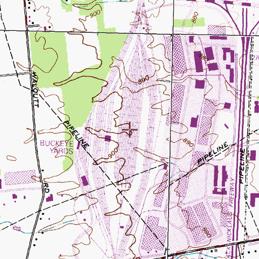Topographic Map of Conrail Buckeye Yards, OH