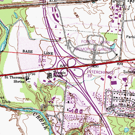 Topographic Map of Interchange 39, OH