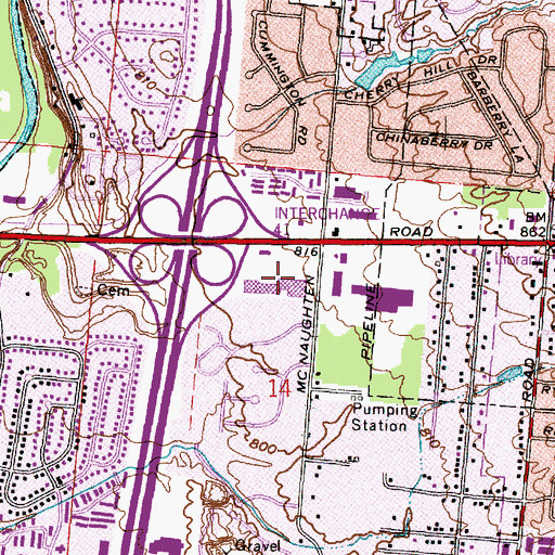 Topographic Map of Carnaby Mall Shopping Center, OH