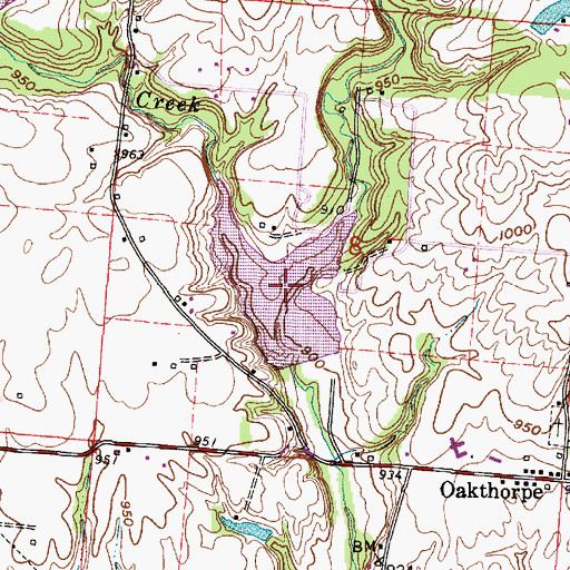 Topographic Map of Rush Creek Lake, OH