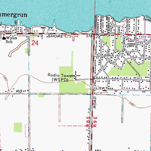 Topographic Map of WSPD Radio Tower, OH