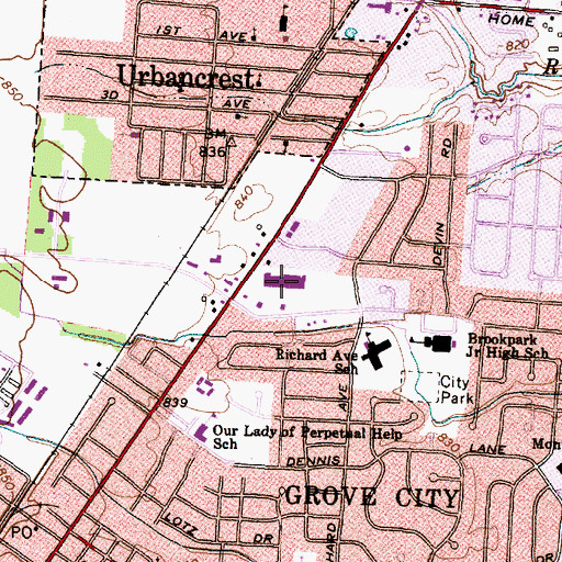 Topographic Map of Broadway Shopping Center, OH