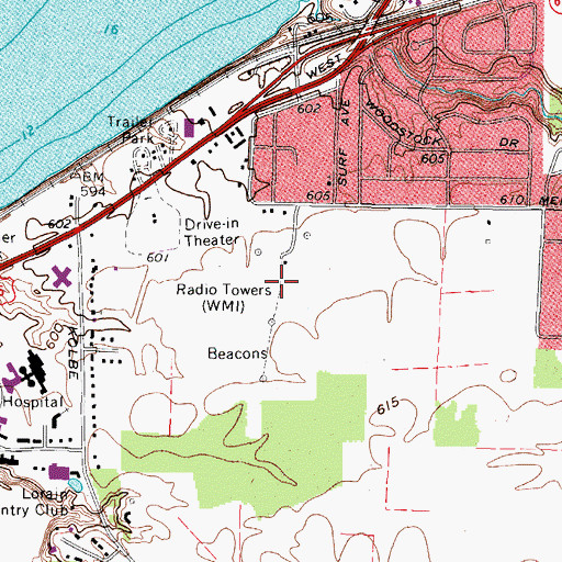 Topographic Map of WMI Radio Towers, OH