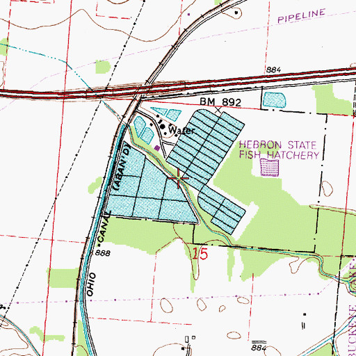 Topographic Map of Hebron State Fish Hatchery, OH