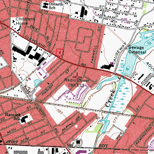 Topographic Map of WLEC Radio Tower, OH