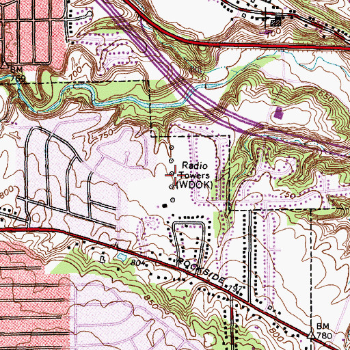Topographic Map of WDOK Radio Towers, OH