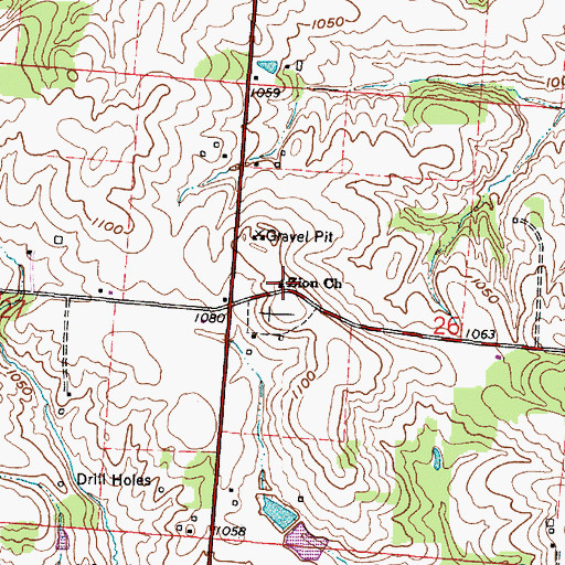 Topographic Map of Zion Church, OH