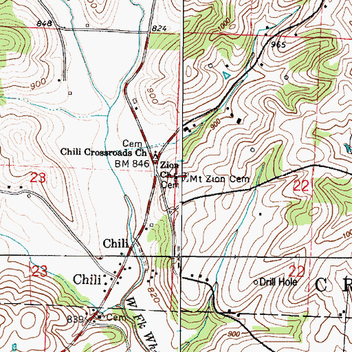 Topographic Map of Zion Church, OH