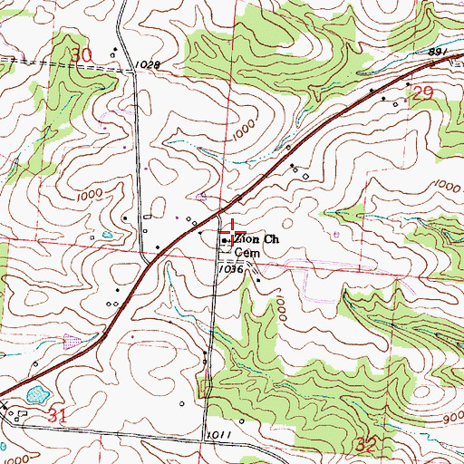 Topographic Map of Zion Methodist Church, OH