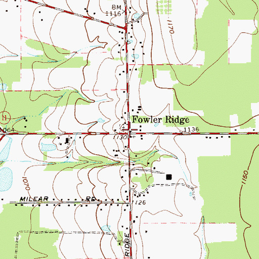 Topographic Map of Fowler Ridge, OH