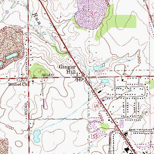 Topographic Map of Ginger Hill, OH