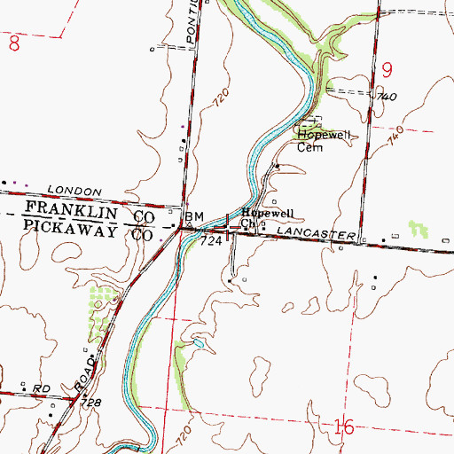 Topographic Map of Hopewell Church, OH