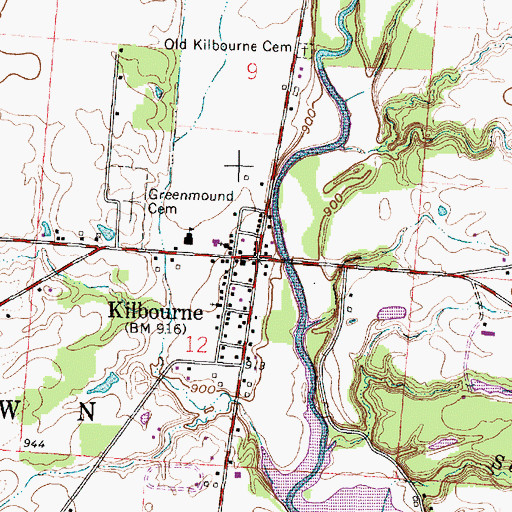 Topographic Map of Kilbourne, OH