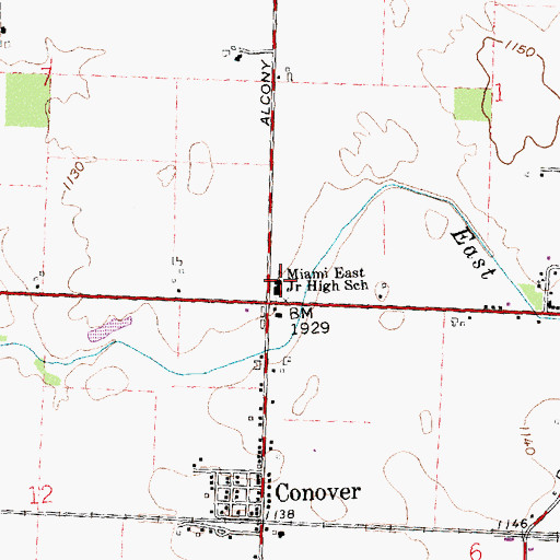 Topographic Map of Miami East Junior High School, OH