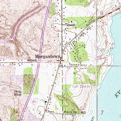Topographic Map of Morgantown, OH