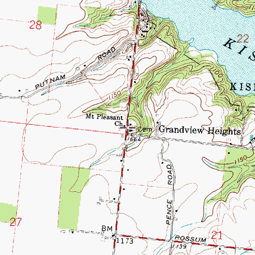 Topographic Map of Mount Pleasant Church, OH