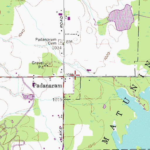 Topographic Map of Padanaram, OH