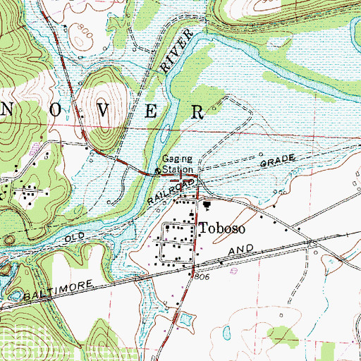 Topographic Map of Toboso, OH