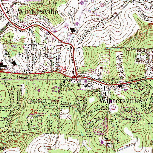 Topographic Map of Wintersville, OH