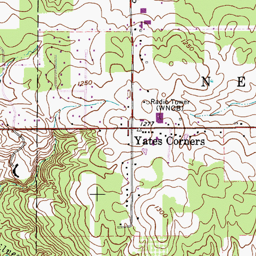 Topographic Map of Yates Corners, OH
