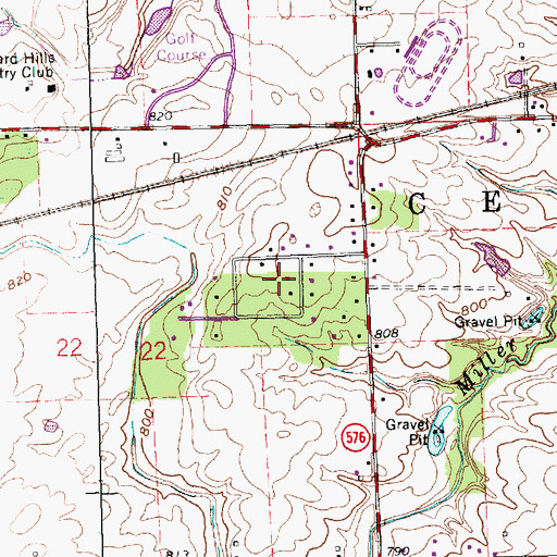 Topographic Map of Krohns Acres, OH