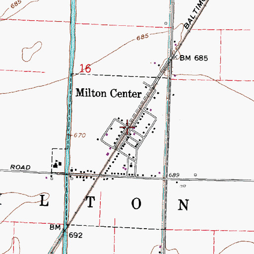 Topographic Map of Milton Center, OH
