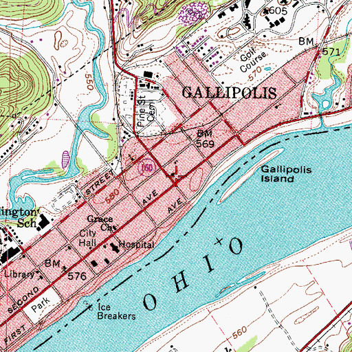 Topographic Map of John Gee African Methodist Episcopal Chapel, OH