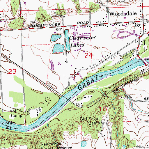 Topographic Map of Woodsdale Park, OH