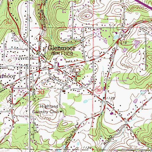 Topographic Map of Glenmoor United Presbyterian Church, OH