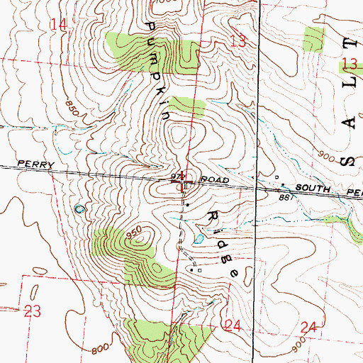 Topographic Map of Pumpkin Ridge School (historical), OH