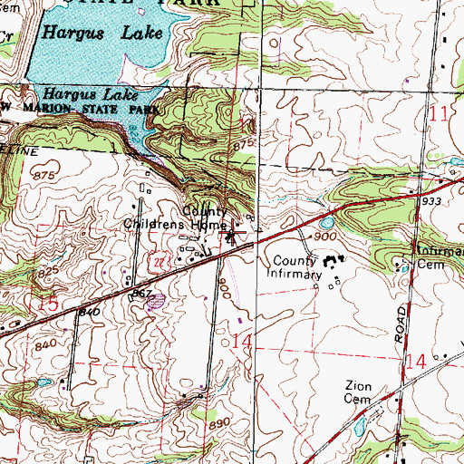 Topographic Map of Pickaway County Childrens Home, OH