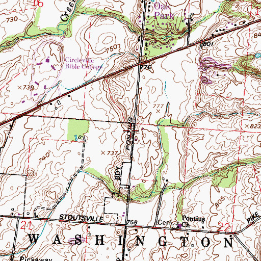 Topographic Map of Stout School (historical), OH