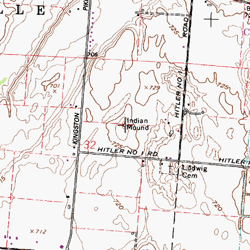 Topographic Map of Burning Indian Mound, OH