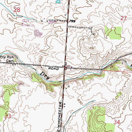 Topographic Map of Dry Run School (historical), OH