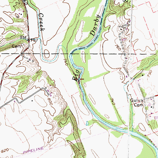 Topographic Map of Gulicks Ford, OH
