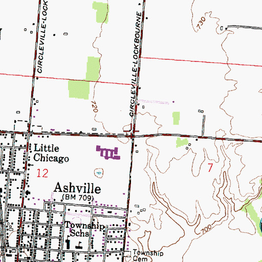 Topographic Map of Greenfield School (historical), OH