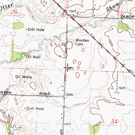 Topographic Map of Worden School (historical), OH