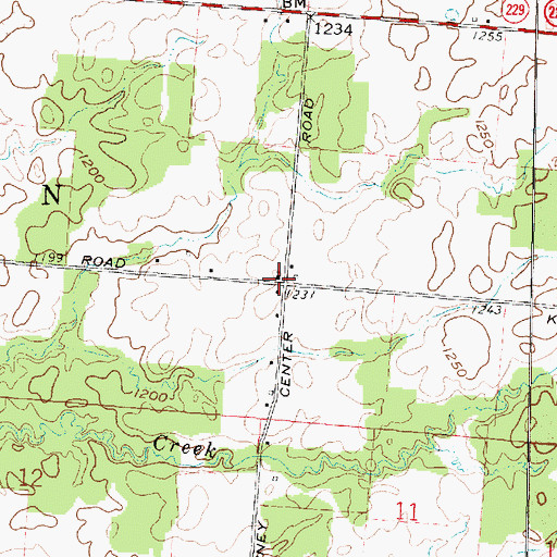 Topographic Map of Turney Center School (historical), OH